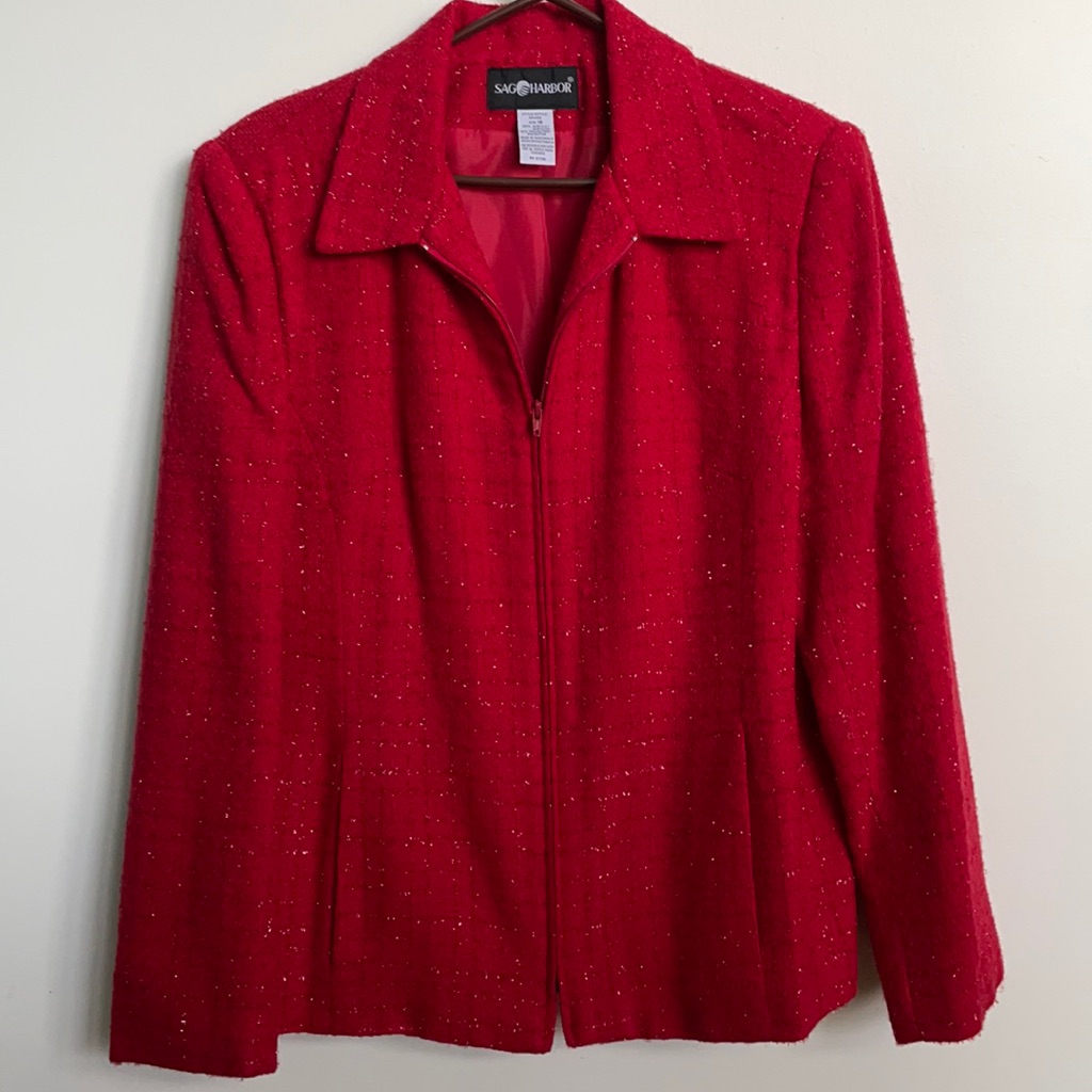 Zip Up Lined Red Jacket